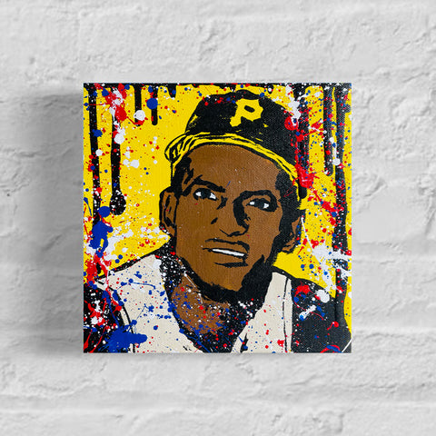 Roberto Clemente Original 1/1 Mini Art on 8x8x1.25in Canvas