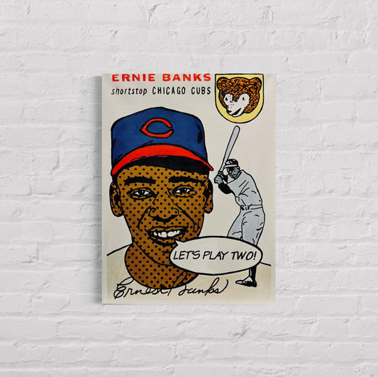 Ernie Banks 1954 "Talking Cards" Series, 2024. Original 1/1 art on 18x24x1.5in canvas.