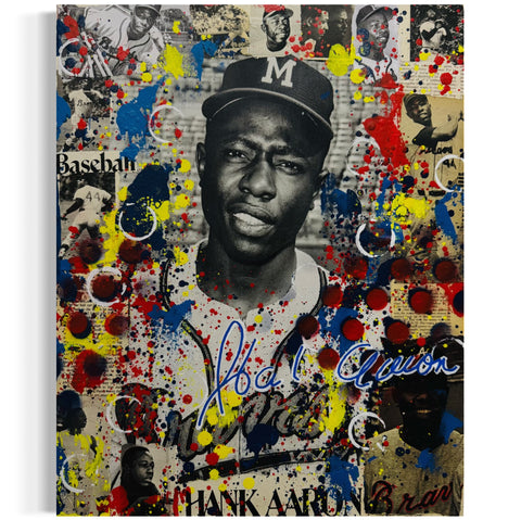 Henry Aaron, 2025. Original 1/1 Art on 16x20x1.5in Wood Panel