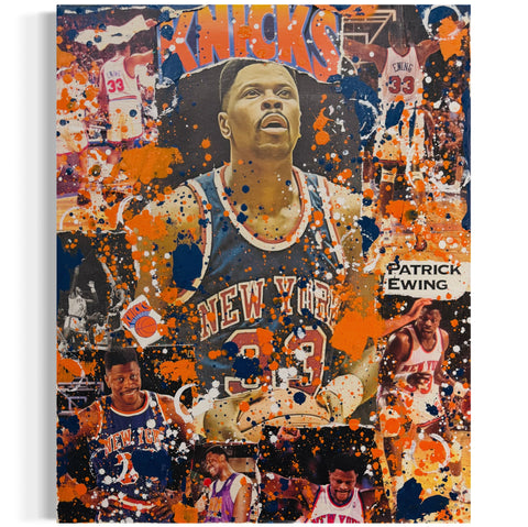 Patrick Ewing, 2025. Original 1/1 Art on 16x20x1.5in Wood Panel