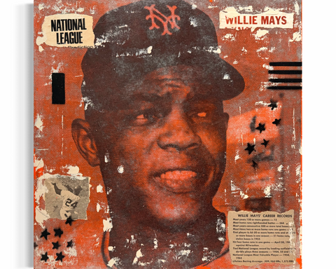 Willie Mays - Original 1/1 Art on 12x12x.75in Wood Panel