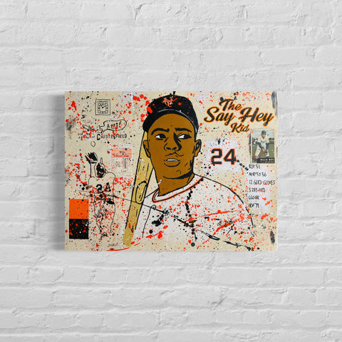 Willie Mays, 2023. Original 1/1 Art on 18x24x1.25in Canvas