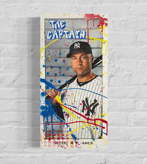 Derek Jeter T206, 2022. Original 1/1 Art on 12x24x1.5in canvas.