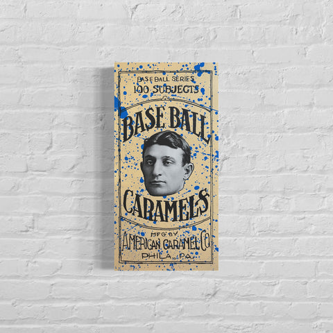 Honus Wagner 1910 E90, 2022. Original 1/1 art on 12x24x1.5in Canvas