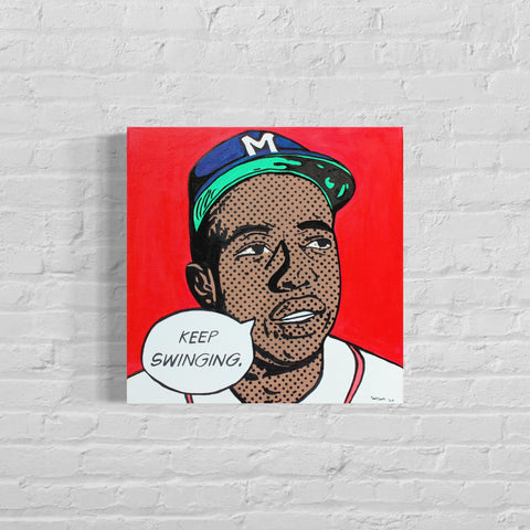 Hank Aaron, 2022. Original 1/1 art on 20x20x1.5in Canvas.