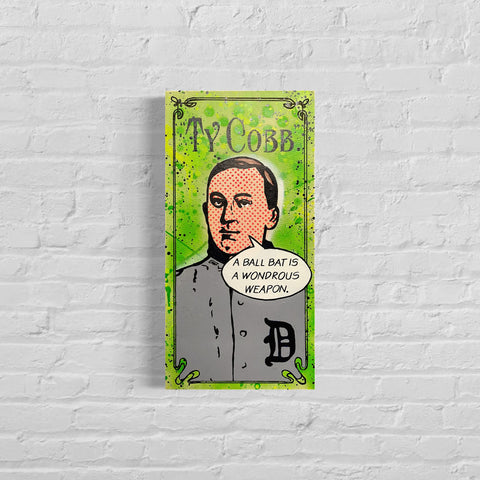 Ty Cobb “If Cards Could Talk”, 2022. Original 1/1 art on 12x24x1.5in Canvas