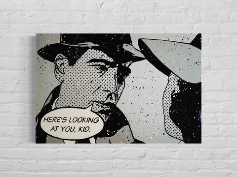 “Here’s Looking at You, Kid”, 2023. 1/1 Original Art on 24X36X1.5in Canvas.
