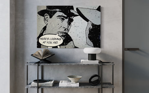 “Here’s Looking at You, Kid”, 2023. 1/1 Original Art on 24X36X1.5in Canvas.