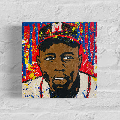 Hank Aaron Original 1/1 Mini Art on 8x8x1.25in Canvas