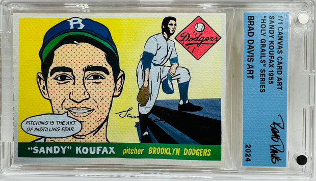 Sandy Koufax 1955 "Holy Grails" 1/1 Canvas Card Art