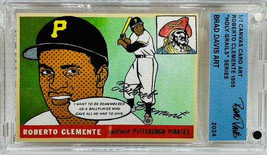 Roberto Clemente 1955 "Holy Grails" 1/1 Canvas Card Art