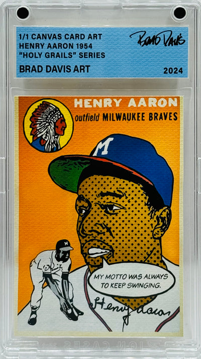Henry Aaron 1954 "Holy Grails" 1/1 Canvas Card Art