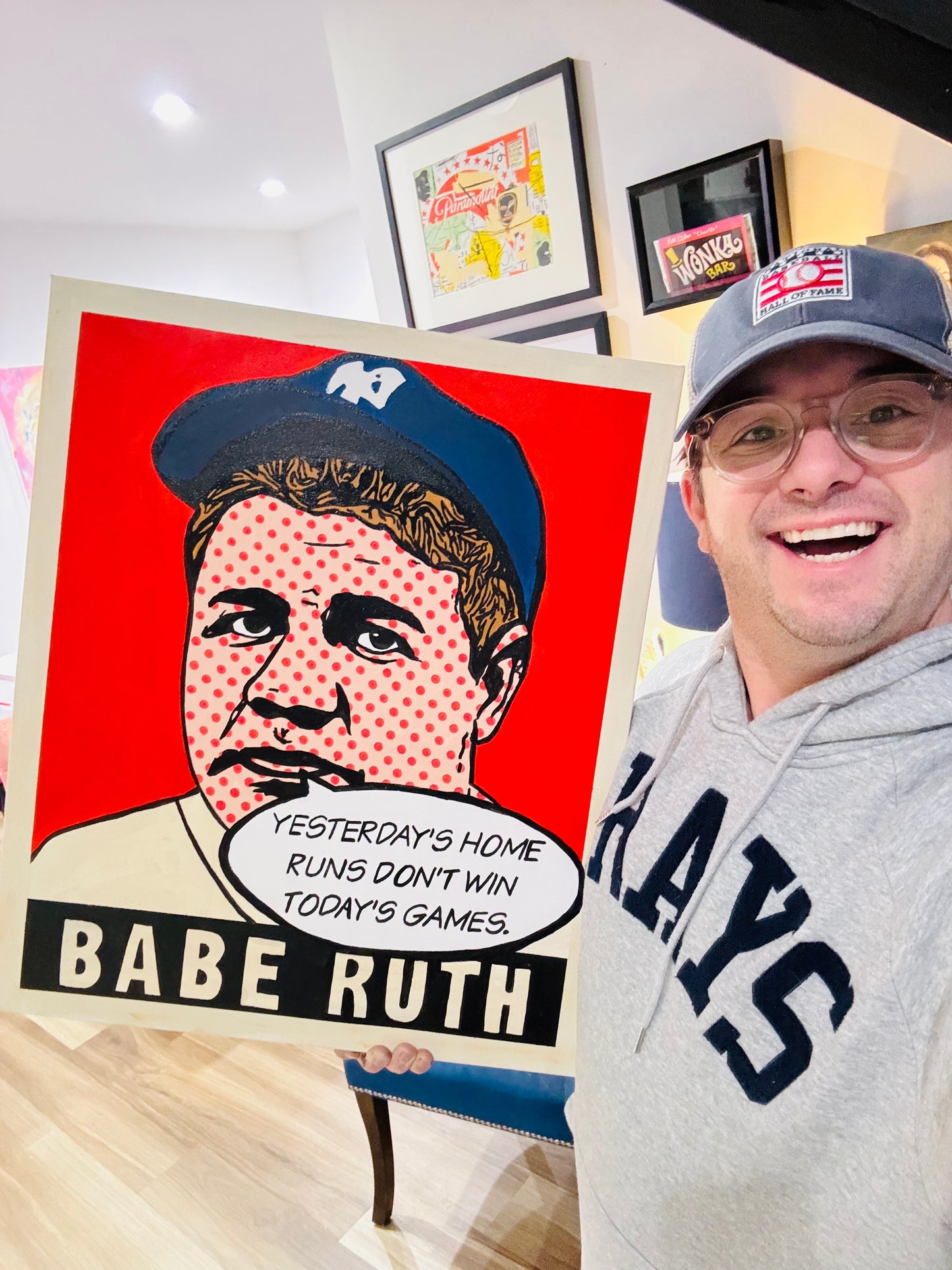 Babe Ruth "Talking Cards" Series, 2023. Original 1/1 Art on 20x24x1.25in Canvas