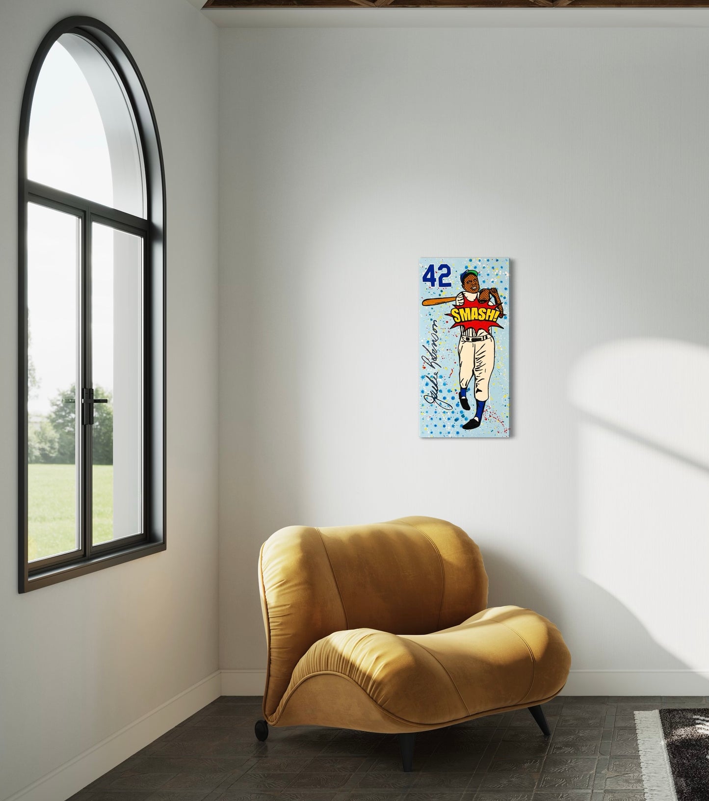Jackie Robinson, 2023. Original 1/1 Art on 15x30x1.5n Canvas