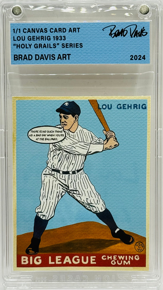 Lou Gehrig 1933 "Holy Grails" 1/1 Canvas Card Art