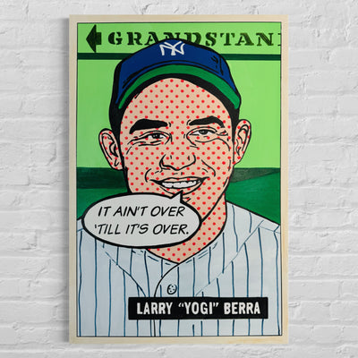 Yogi Berra 1951 "Talking Cards" Series, 2023. Original 1/1 art on 24x36x1.5in Canvas