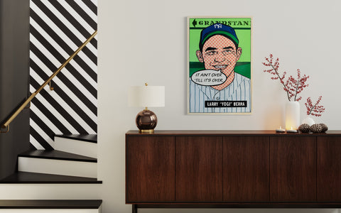 Yogi Berra 1951 "Talking Cards" Series, 2023. Original 1/1 art on 24x36x1.5in Canvas