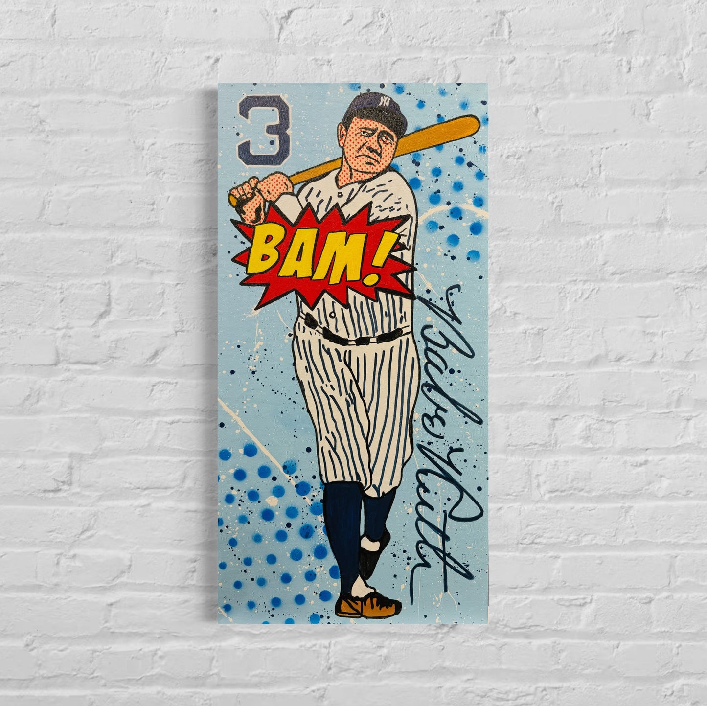 Babe Ruth (BAM!), 2023. Original 1/1 Art on 15x30x1.5in Canvas