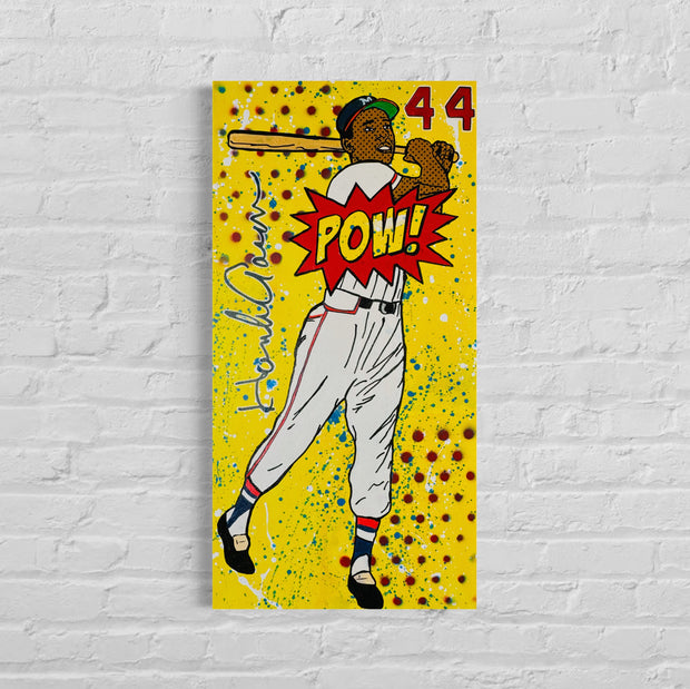 Henry Aaron (POW!), 2023. Original 1/1 Art on 15x30x1.5in Canvas