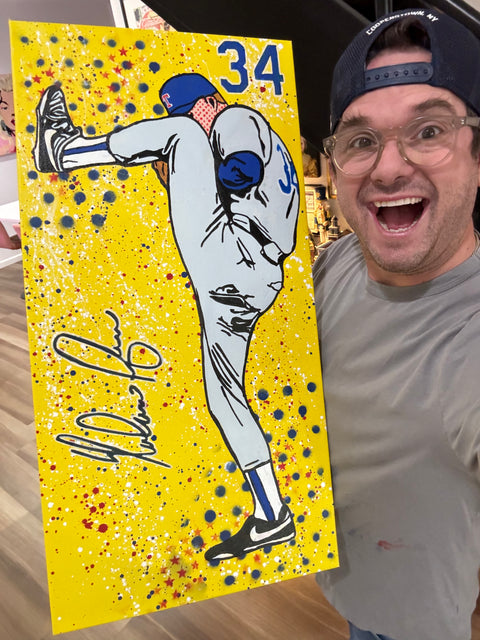 Nolan Ryan, 2023. Original 1/1 Art on 15x30x1.5n Canvas