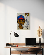 Ernie Banks 1954 "Talking Cards" Series, 2024. Original 1/1 art on 18x24x1.5in canvas.