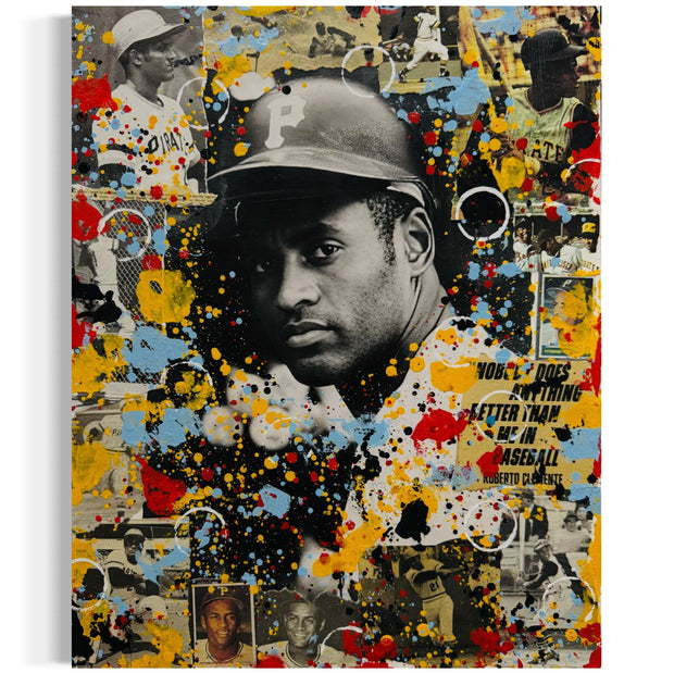 Roberto Clemente, 2025. Original 1/1 Art on 16x20x1.5in Canvas