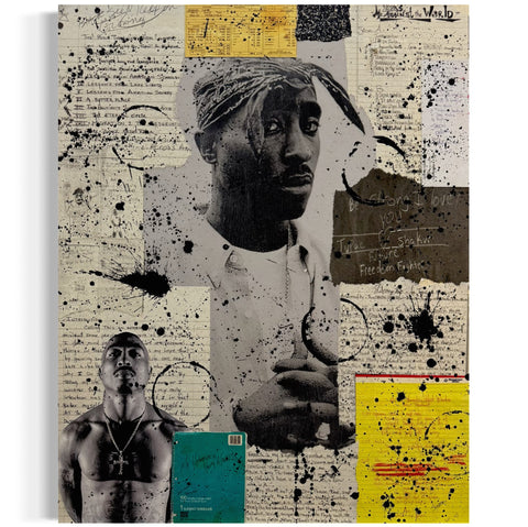 Tupac (In His Words), 2025. Original 1/1 Art on 16x20x1.5in Wood Panel