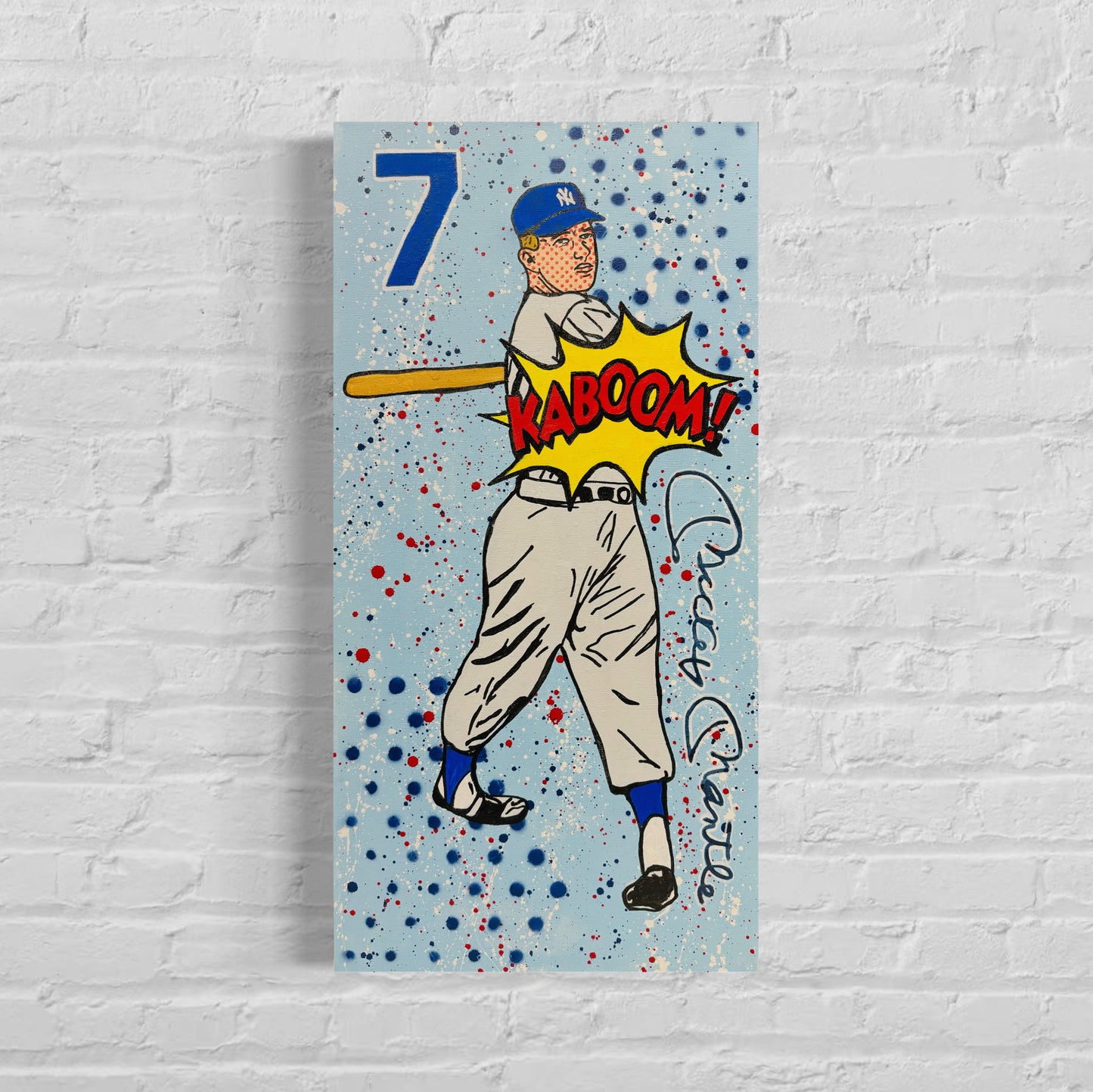 Mickey Mantle (KABOOM) 12x24x1.25in Canvas Print