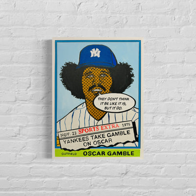 Oscar Gamble 1976 "Talking Cards" Series, 2024. Original 1/1 art on 18x24.1.5in canvas.