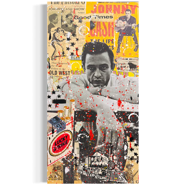 Johnny Cash, 2025. Original 1/1 Art on 10x20x1.5in Canvas