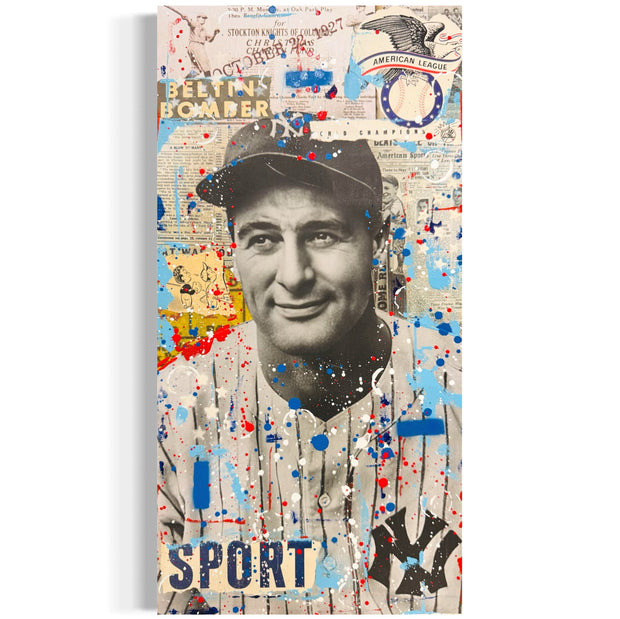 Lou Gehrig, 2025. Original 1/1 Art on 10x20x1.5in Canvas