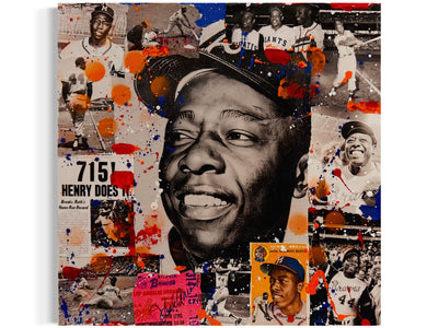 Hank Aaron, 2025. Original 1/1 Art on 14x14x1.5in Canvas