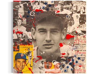 Ted Williams, 2025. Original 1/1 Art on 12x12x1.5in Canvas With Resin