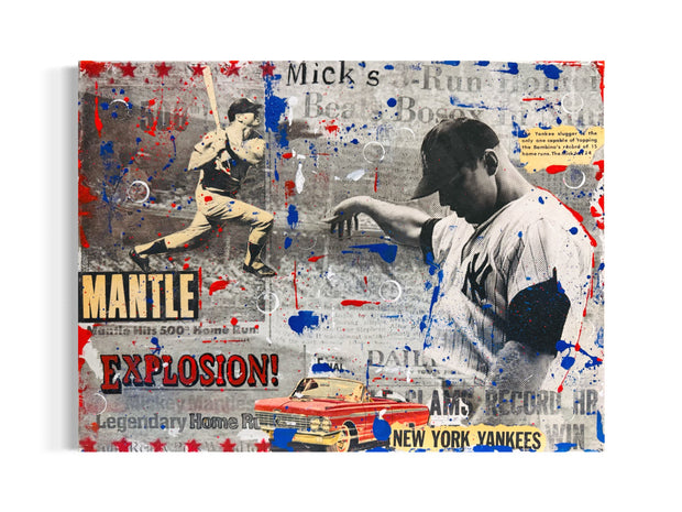Mickey Mantle, 2025. Original 1/1 Art on 11x14x1.5in Canvas With Resin