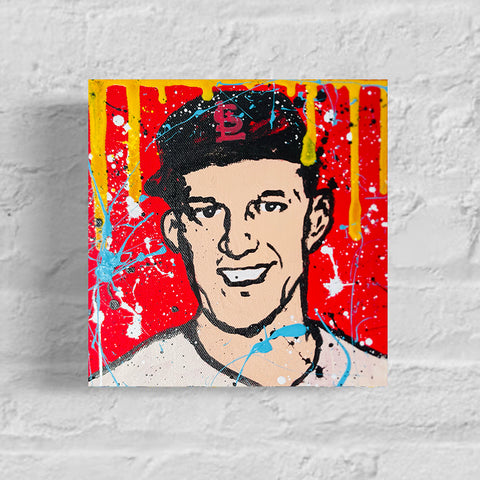 Stan Musial Original 1/1 Mini Art on 8x8x1.25in Canvas