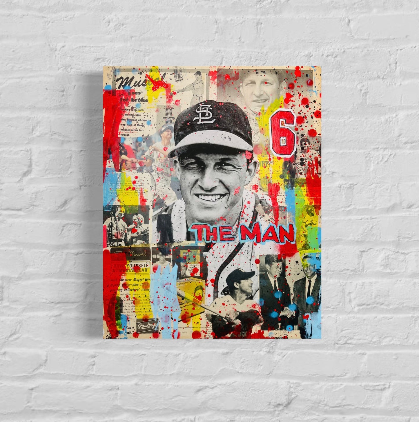 Stan “The Man” Musial, 2023. Original 1/1 art on 16x20x1.5in Canvas.