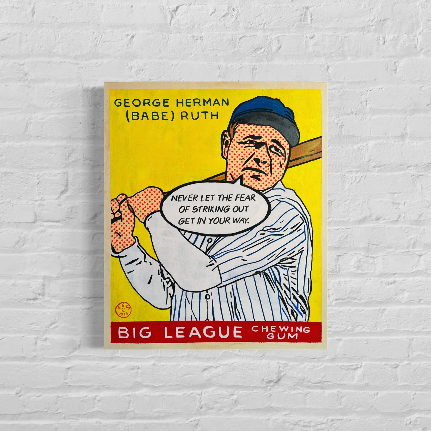 Babe Ruth 1933, “If Cards Could Talk” Series, 2023. 1/1 Original Art on 20X24X1.25in Canvas.