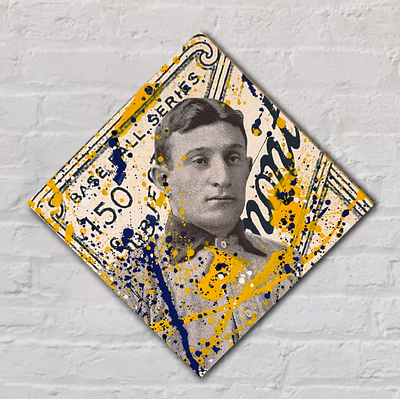 Honus Wagner T206, 2022. 1/1 Original Art on 12X12 Wood Panel