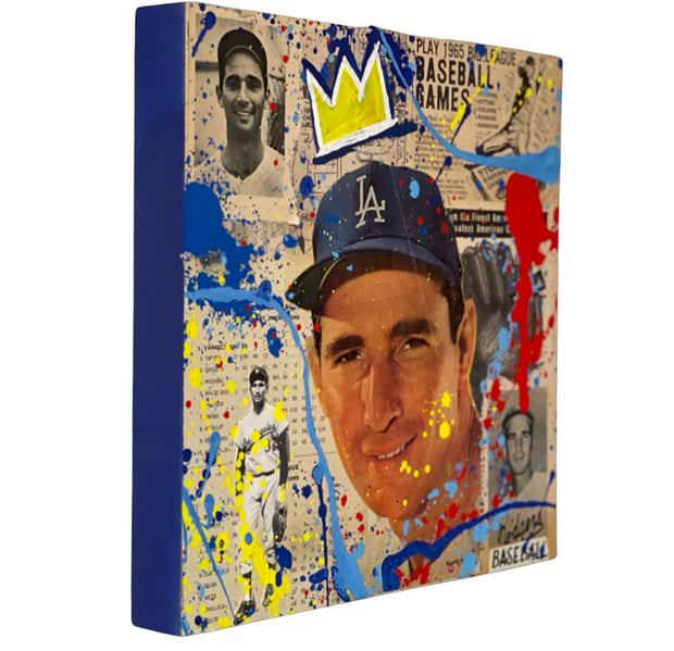 Sandy Koufax, 2022. 1/1 Original Mixed Media on 12X12 Wood Panel.