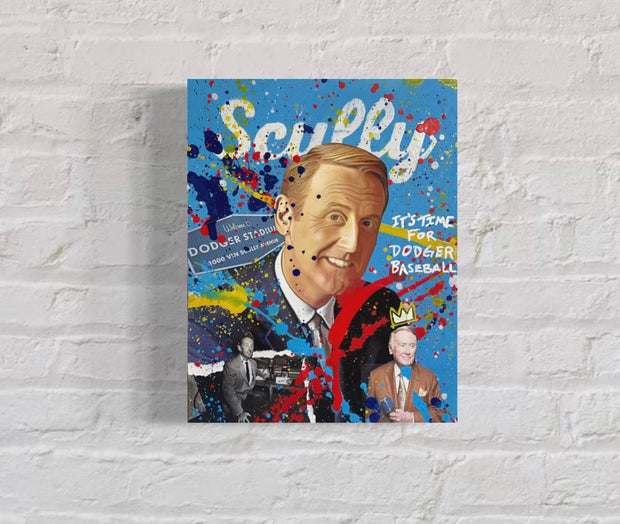Vin Scully, 2022. 1/1 Original Mixed Media on 11X14X1.5 Wood Panel