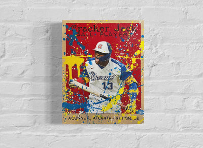 Ronald Acuña Jr. Cracker Jack, 2022. Original 1/1 Mixed Media on 11x14x1.5in Canvas