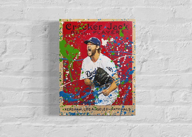 Clayton Kershaw Cracker Jack, 2022. Original 1/1 Mixed Media on 11x14x1.5in Canvas