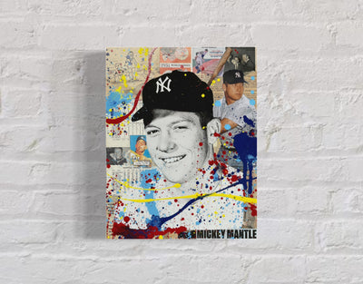 Mickey Mantle, 2022. 1/1 Original Art on 11X14 Wood Panel