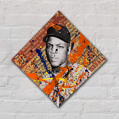 Willie Mays RC, 2022. 1/1 Original Art on 12X12 Wood Panel