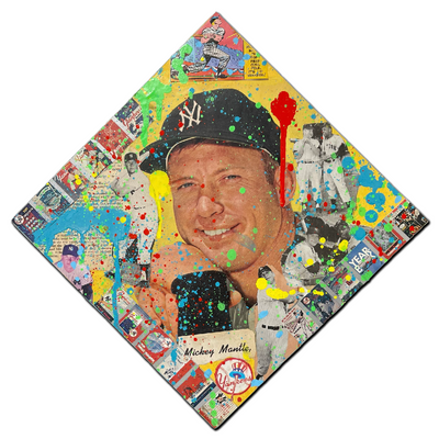 Mickey Mantle 1/1 Original 12X12 Mixed Media on Wood Panel