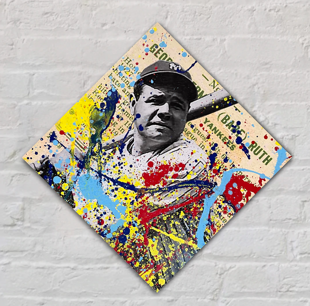 Babe Ruth Goudey 2022. 1/1 Original Art on 12x12x1.5in Wood Panel