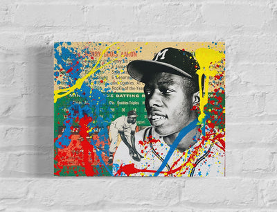 Hank Aaron RC, 2022. 1/1 Original Art on 11x14x1in Wood Panel