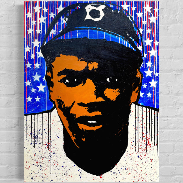 Jackie Robinson “American Hero” Series, 2023. Original 1/1 art on 36x48x3/4in Canvas.