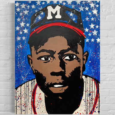 Hank Aaron “American Hero” Series, 2023. Original 1/1 art on 36x48x3/4in Canvas