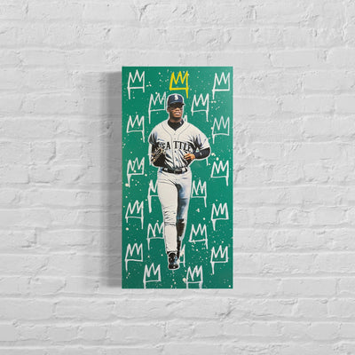 Ken Griffey Jr: King Series, 2022. Original 1/1 Mixed Media on 12x24x1.5in Canvas